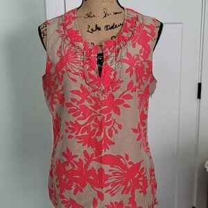 ***Eddie Bauer Sleeveless Hawaiian type Blouse Large***